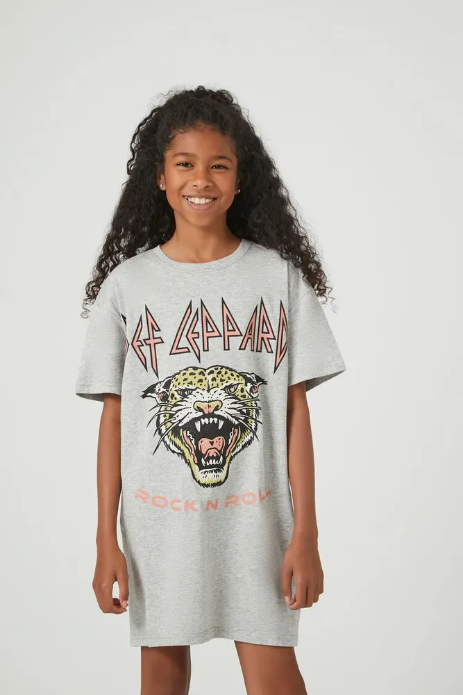 Girls Def Leppard T-Shirt Dress (Kids) in Grey, 11/12