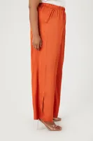 Women's Satin Wide-Leg Pants in Sienna, 0X