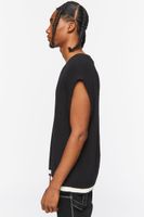 Men Contrast-Hem Sweater Vest in Black Large