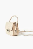 Women's Faux Leather Quilted Crossbody Bag in Nude