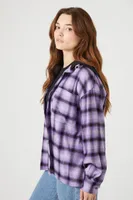 Women's Plaid Combo Flannel Shirt in Purple Small