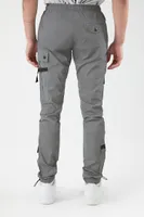 Men Slim-Fit Drawstring Cargo Joggers in Grey, XXL