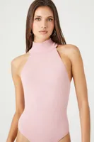 Women's Seamless Turtleneck Bodysuit in Pale Mauve Small