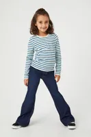 Girls Striped Long-Sleeve Top (Kids) in Blue, 13/14