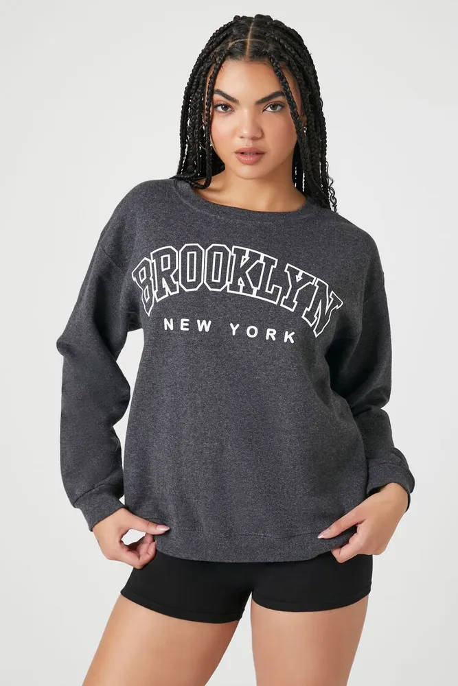 Women's Fleece Brooklyn Graphic Pullover Charcoal