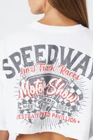 Women's Speedway Motor Show Graphic Cropped T-Shirt