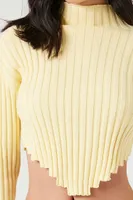 Women's Cropped Turtleneck Sweater in Pale Banana, XL