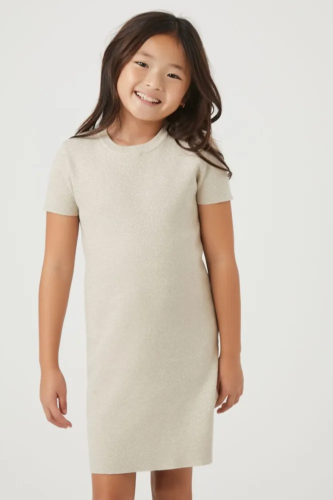 Girls T-Shirt Sweater Dress (Kids) in Tan, 13/14