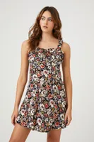 Women's Floral Print Mini Dress in Black Small