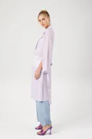 Women's Chiffon Tie-Front Kimono in Lavender Medium