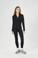 Women's Fitted Seamless Zip-Up Jumpsuit in Black, XL