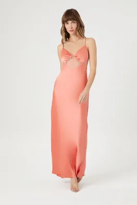 Women's Satin Lace Maxi Slip Dress Seashell