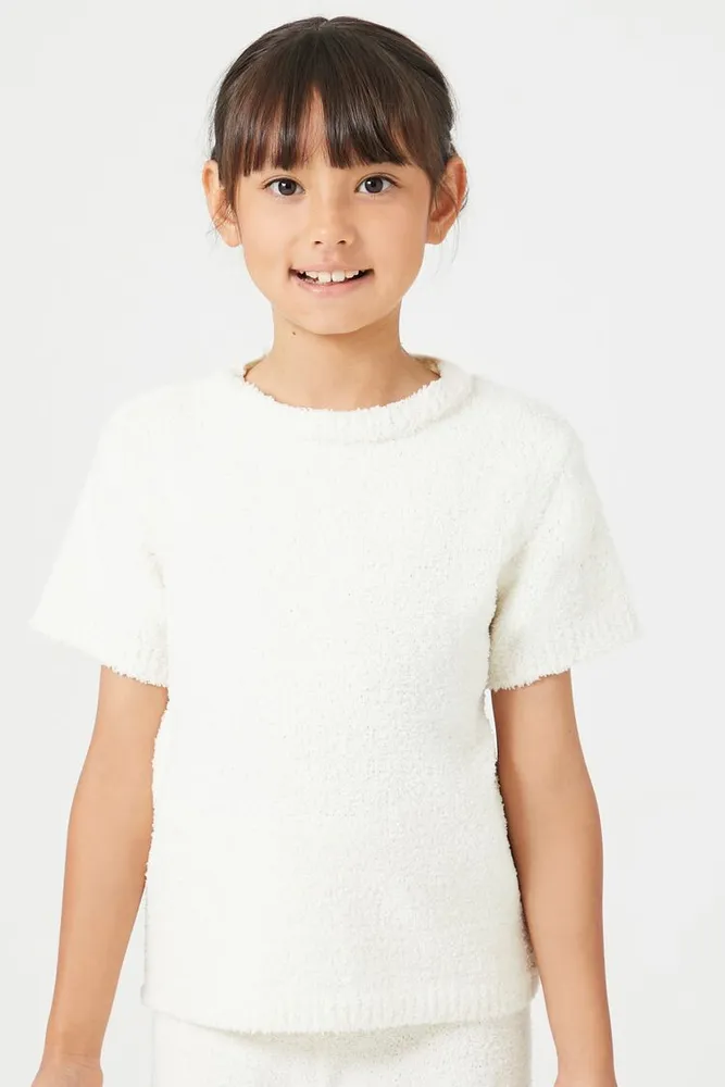 Girls Sweater-Knit Pajama T-Shirt (Kids) in Vanilla, 13/14