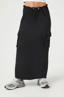 Women's French Terry Toggle Maxi Skirt in Black Small