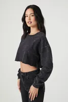 Women's Fleece Los Angeles Graphic Crop Top in Black Medium