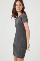 Women's Ribbed Knit T-Shirt Dress in Black Small