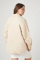 Women's Button-Front Shacket in Warm Sand, 0X