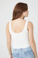 Women's Distressed Sweater-Knit Tank Top in White Large