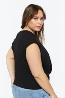 Women's Twist-Front Sleeveless Top in Black, 0X