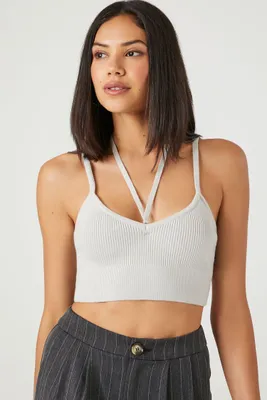 Women's Sweater-Knit Halter Cropped Cami