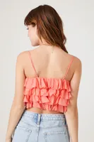 Women's Tiered Ruffle Cropped Cami in Peach Bud Medium