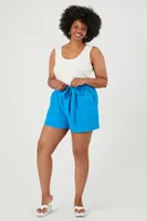 Women's Tie-Waist Paperbag Shorts in Ibiza Blue, 0X