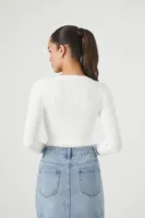 Women's Cropped Zip-Up Sweater in Vanilla Medium