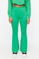 Women's Fleece Raw-Cut Flare Sweatpants in Green Medium