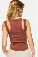 Women's Ribbed Combo Tank Top in Dark Cocoa Small