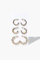 Women's Chain Hoop Earring Set in Gold