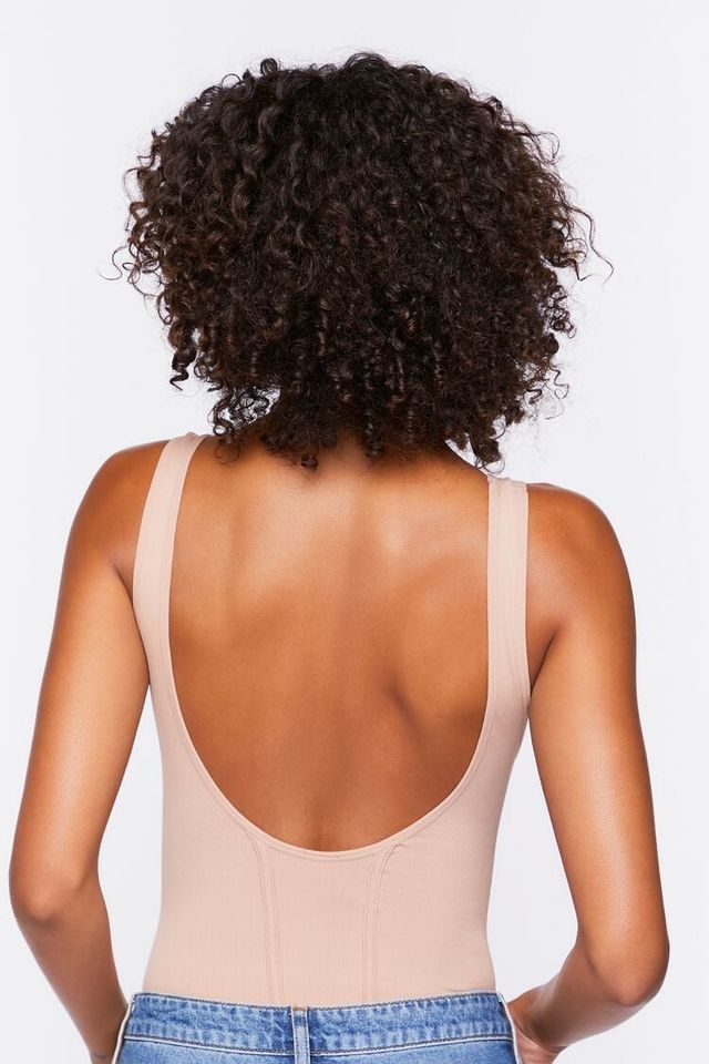 Split Neck Bodysuit-Taupe