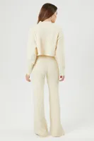 Women's Sweater-Knit Cardigan & Pants Set in Ivory Small