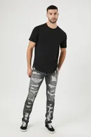 Men Distressed Stretch-Denim Slim-Fit Jeans in Washed Black, 32