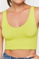 Women's Ribbed Seamless Bralette in Acid Green Medium