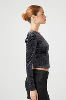 Women's One-Shoulder Velvet Crop Top