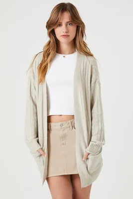 Women's Open-Front Cardigan Sweater in Oatmeal Large