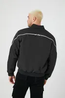 Men Zippered Drop-Sleeve Bomber Jacket