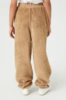 Girls Faux Shearling Joggers (Kids) in Taupe, 13/14