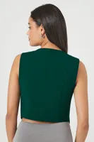 Women's Cropped Button-Front Vest in Emerald, XS