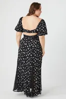 Women's Floral Print Maxi Dress Black,