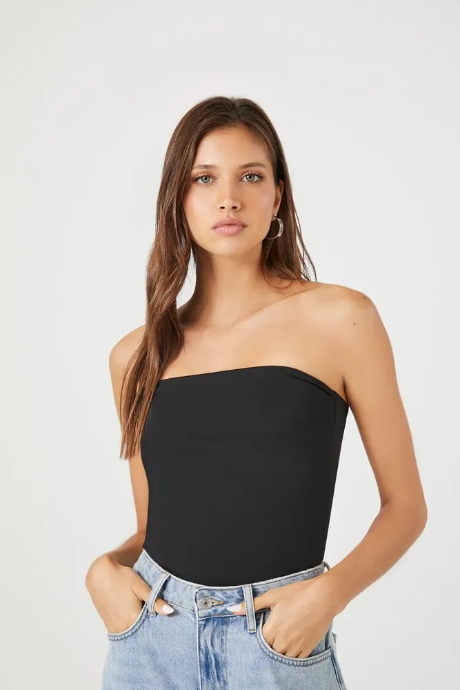 Forever 21 Women's Seamless Reversible Tube Bodysuit in Black/White, XL
