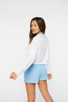 Women's Palm Beach Graphic Raw-Cut Pullover in White/Blue Medium