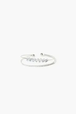 Women's CZ Wire Cuff Bracelet in Silver/Clear