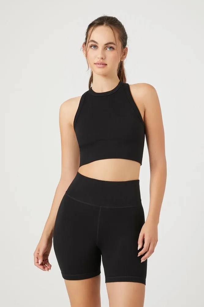 Women's Active Seamless Biker Shorts in Black Large