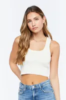 Women's Sweater-Knit Cropped Tank Top in Vanilla Large