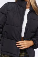 Women's Quilted Puffer Jacket in Black Large