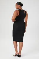 Women's Combo Bodycon Midi Dress in Black, 0X