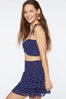 Women's Polka Dot Tie-Strap Cami & Skirt Set in Navy Large