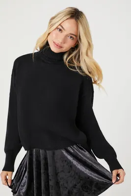 Women's Turtleneck Split-Hem Sweater Small