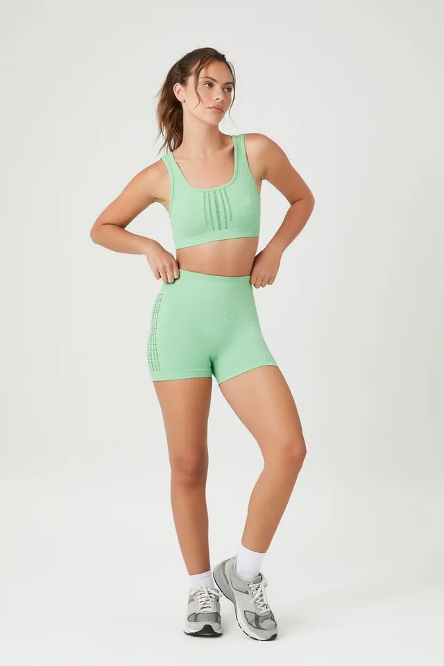 Forever 21 Women's Seamless Active Biker Shorts in Mint Large